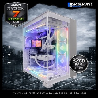 PC Gaming White Edition Ryzen 7 RTX 5070 32GB DDR5 – Assemblato e Testato